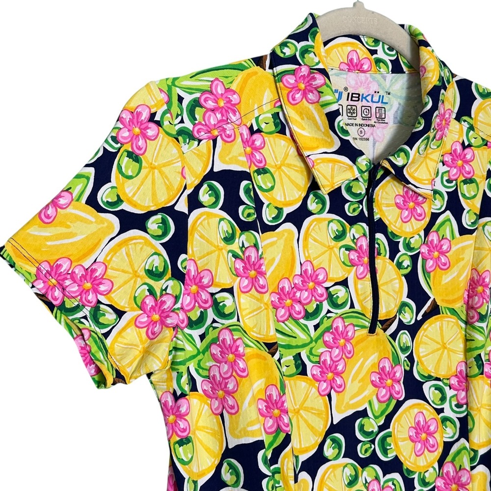 IBKUL Godet Golf Dress Lemon Floral Print UPF50 Cooling Zip Performance S - Picture 4 of 14
